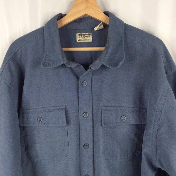 LL Bean Shirt Mens Size XXL Tall Blue Long Sleeve Button Down Heavy Duty - Picture 3 of 5